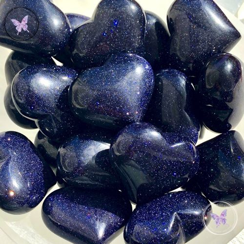 Blue Goldstone Heart 40mm